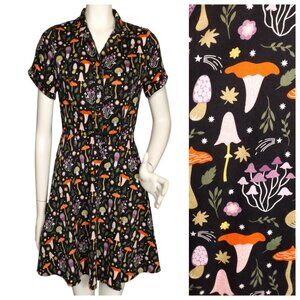 EVA ROSE Shirt Dress, 6, Mushroom print, Short sleeves, Multicolor, pockets!